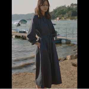 Jeana Sohn Navy Blue Lucia Button Up Shirt Dress Size 1 or XS/S Like New